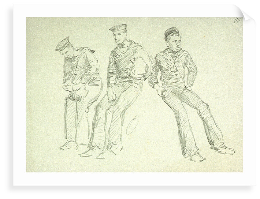 Sketch of three ratings relaxing, numbered (ix) by William Lionel Wyllie