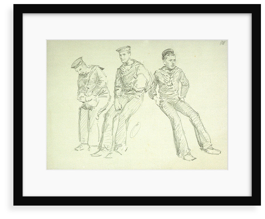 Sketch of three ratings relaxing, numbered (ix) by William Lionel Wyllie