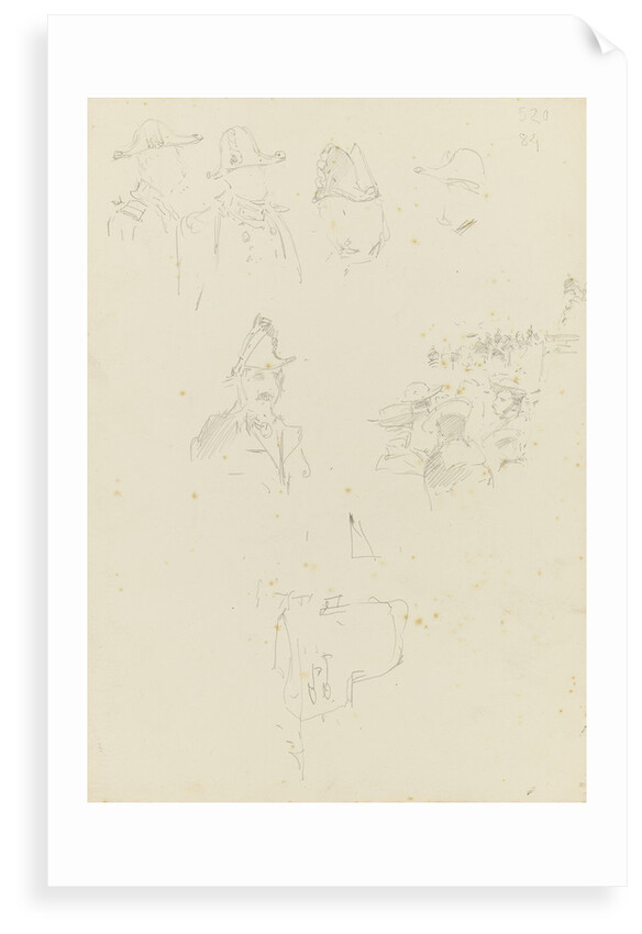 Slight studies of naval officers dress uniform, and a crowd by William Lionel Wyllie