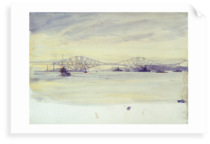 View of the Forth? bridge and various shipping by William Lionel Wyllie