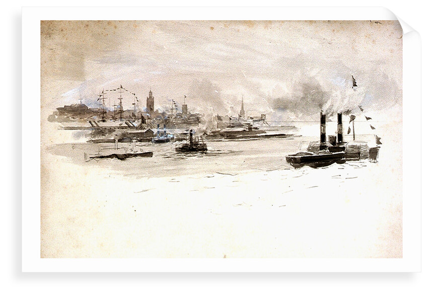 Study of a port scene, possibly London by William Lionel Wyllie
