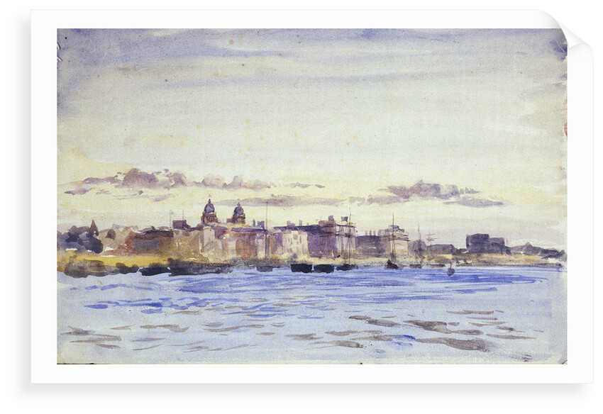 View of the Royal Naval College, Greenwich, at sunset, from Blackwall by William Lionel Wyllie