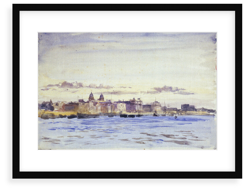 View of the Royal Naval College, Greenwich, at sunset, from Blackwall by William Lionel Wyllie