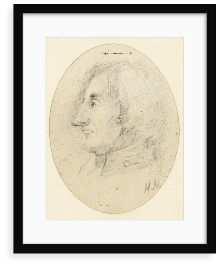 Portrait of Lord Nelson, head and naval collar, in profile.... inscribed with the initials H.N. below by Catherine Nelson