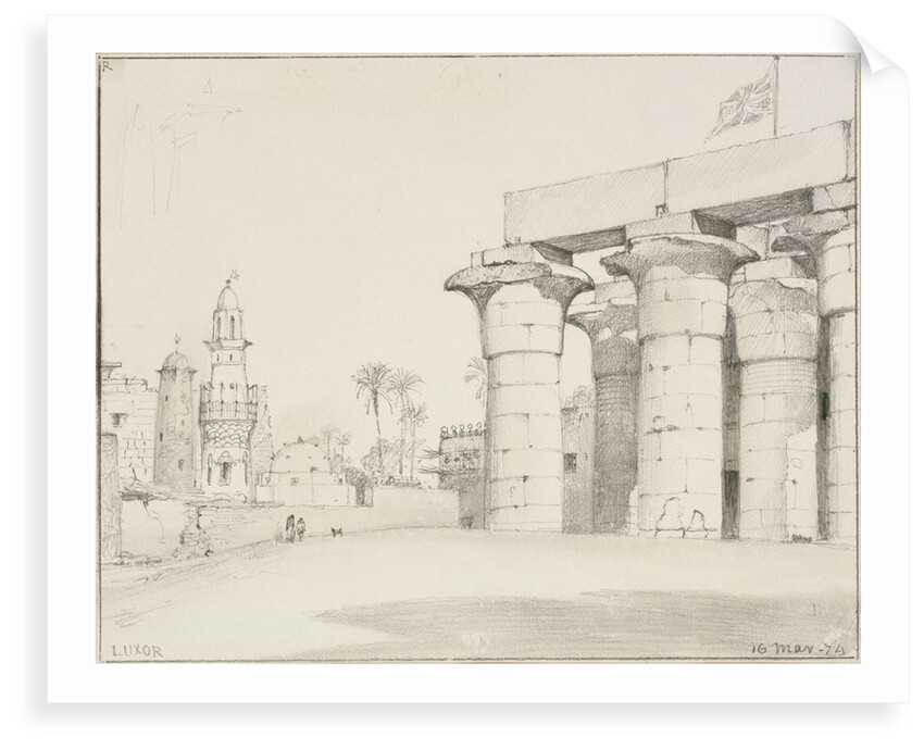 The colonnade of the Temple of Luxor, Egypt, with the Mosque of Abu'l Haggag by Edward William Cooke