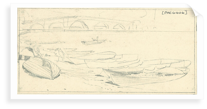 Wherries at Richmond. A slight sketch with further sketches on reverse by Edward William Cooke