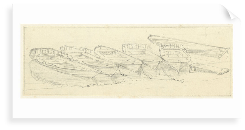 Wherries at Richmond, a study for the shipping and craft plate, with further studies on reverse by Edward William Cooke