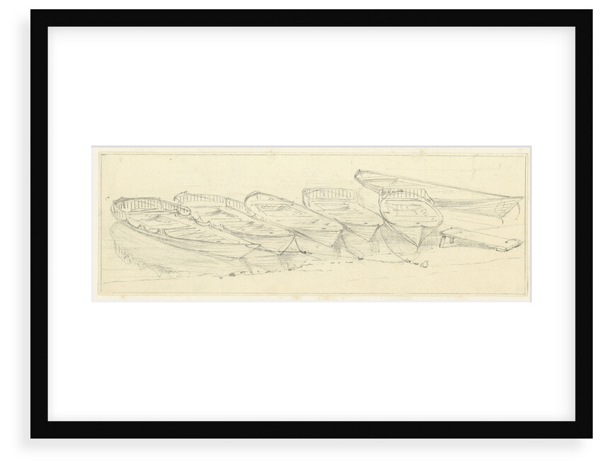 Wherries at Richmond, a study for the shipping and craft plate, with further studies on reverse by Edward William Cooke