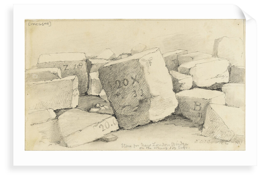 Stone for New London Bridge on the Wharf, Isle of Dogs by Edward William Cooke