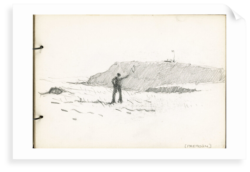 Rough sketch of a man signalling by Ernest Dade