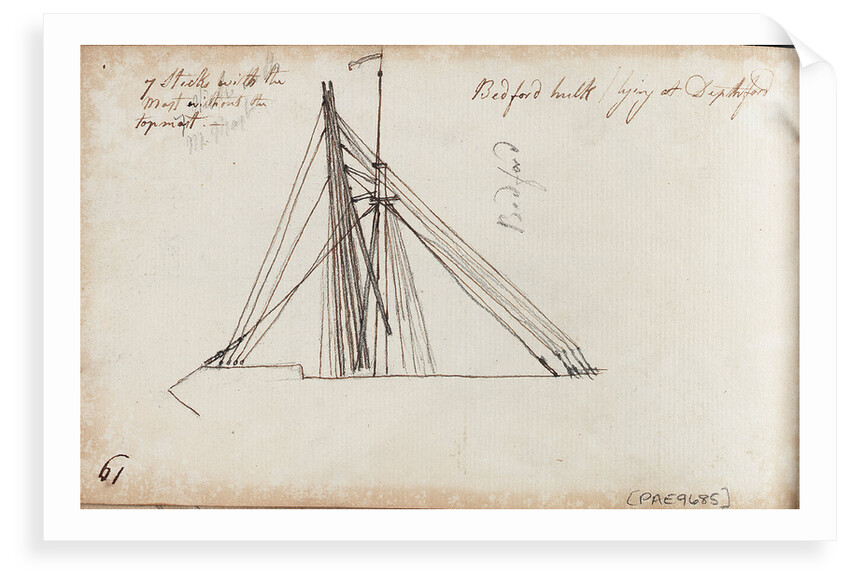 Details of rigging of 'Bedford' by Thomas Luny