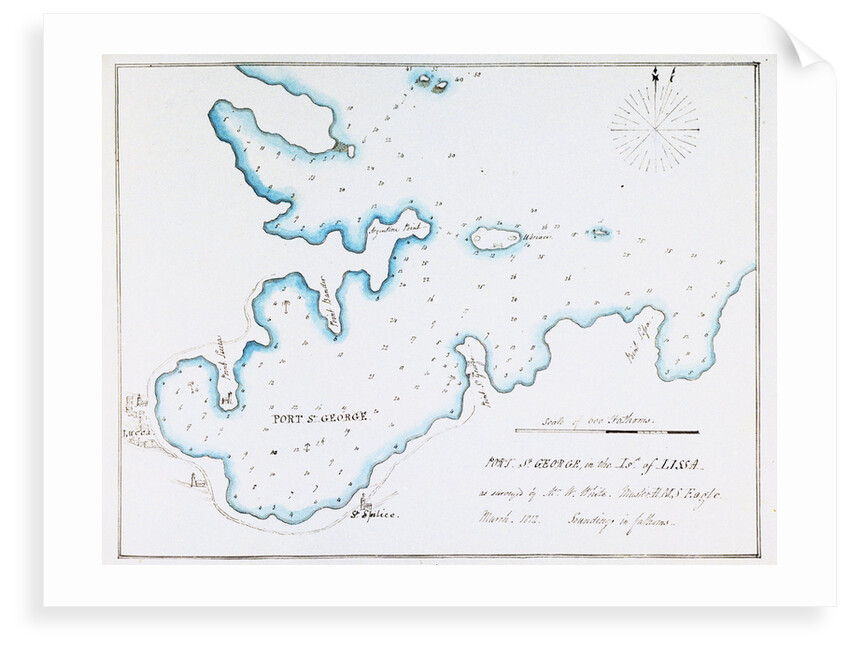 Map of Port St George in the Island of Lissa as surveyed by Mr W White, Master HMS 'Eagle', March 1812 by William Innes Pocock