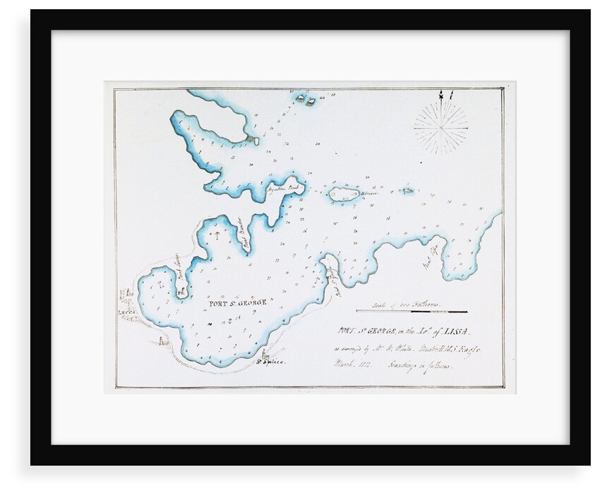 Map of Port St George in the Island of Lissa as surveyed by Mr W White, Master HMS 'Eagle', March 1812 by William Innes Pocock