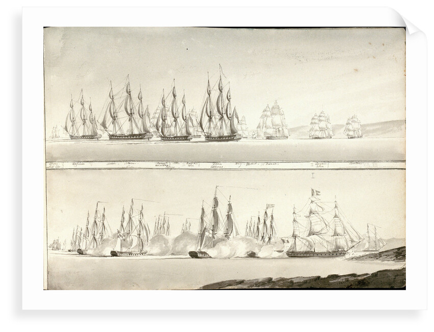 Different modes of painting line of battle ships by William Innes Pocock
