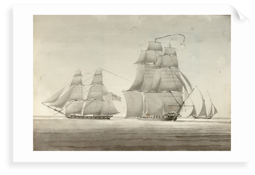HMS 'Menelaus' and 'Eclair' with a settee by William Innes Pocock