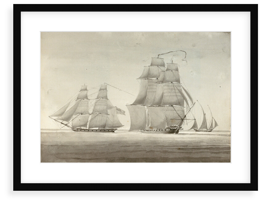 HMS 'Menelaus' and 'Eclair' with a settee by William Innes Pocock