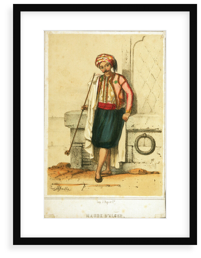 A moor from Algiers smoking a pipe with a view out to sea behind by Puvis Lasvalle