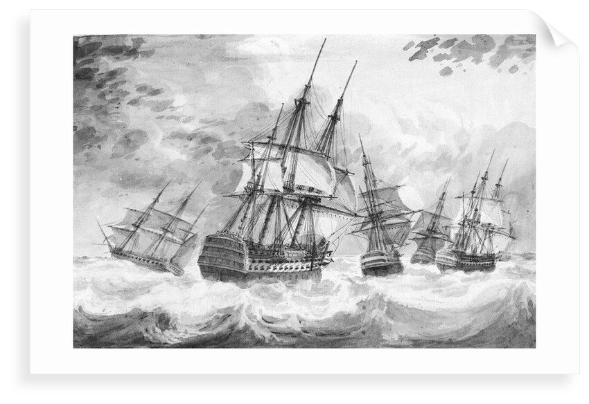 Five men-of-war in a breeze by D. Tandy
