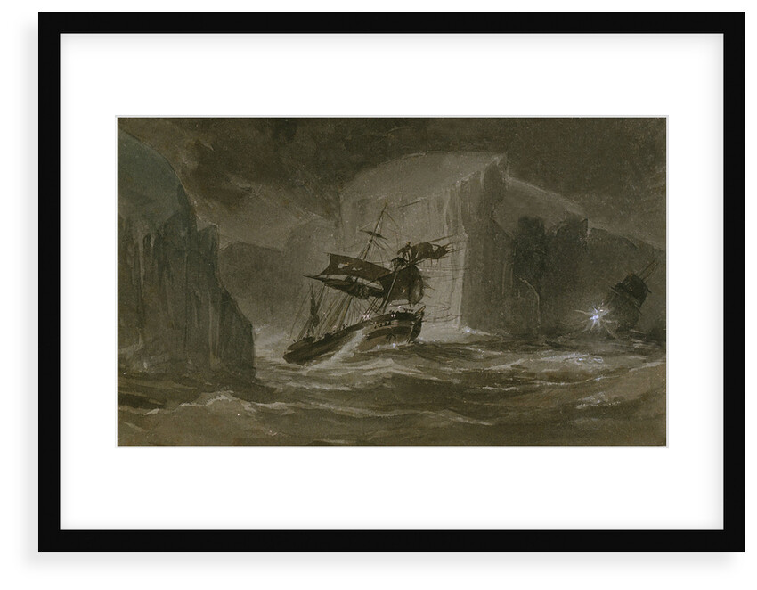 The Erebus passing through the chain of bergs, 13 March 1842 by J.E. Davis