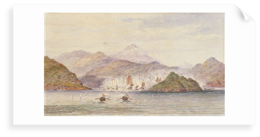 The China War 1857. Two ship's boats firing, going in. Two on right of Island by Thomas Goldsworth Dutton