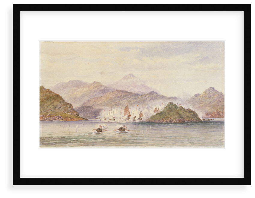 The China War 1857. Two ship's boats firing, going in. Two on right of Island by Thomas Goldsworth Dutton