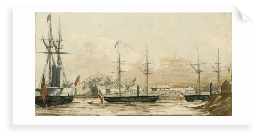 Tiensing, Peiho? River 1858, HMS 'Coromandel' by E.E. Bradford