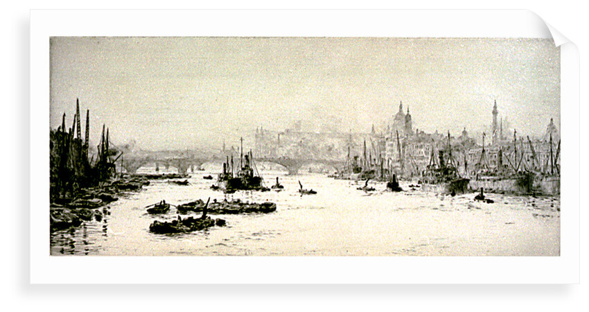 Below London Bridge, Hay's Wharf and the Monument by William Lionel Wyllie