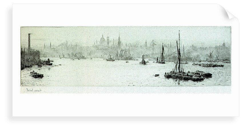 The Pool with barge and small boat, inscribed trial proof by William Lionel Wyllie