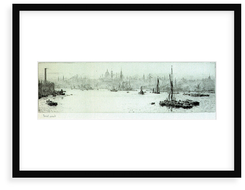 The Pool with barge and small boat, inscribed trial proof by William Lionel Wyllie