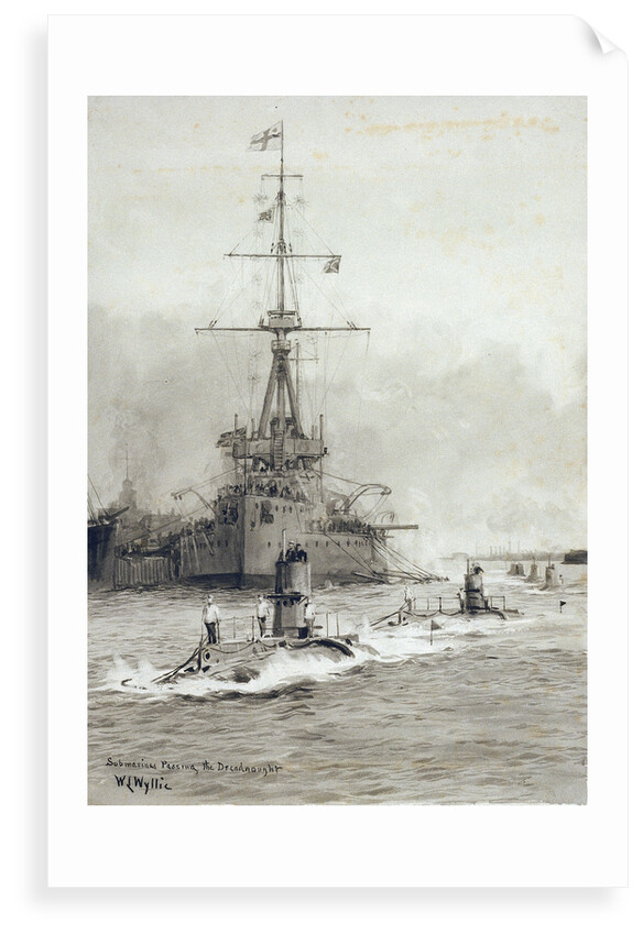 Submarines passing Dreadnought by William Lionel Wyllie