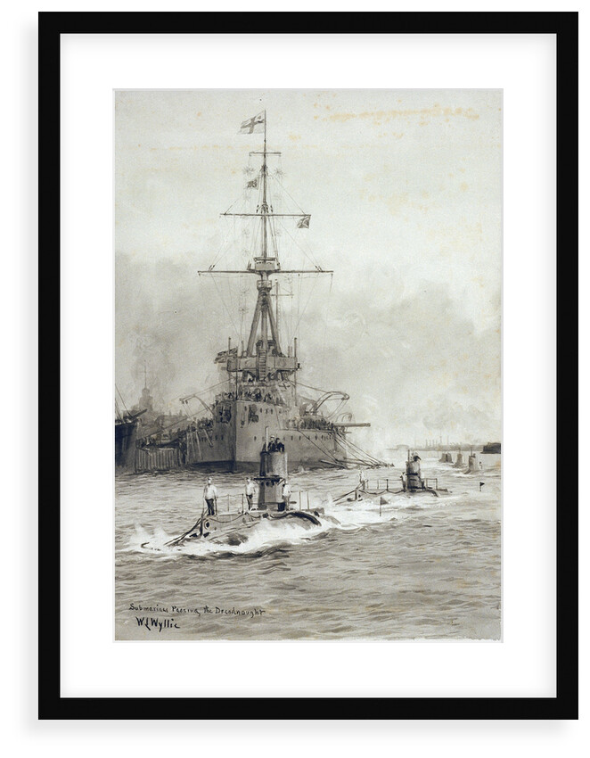 Submarines passing Dreadnought by William Lionel Wyllie