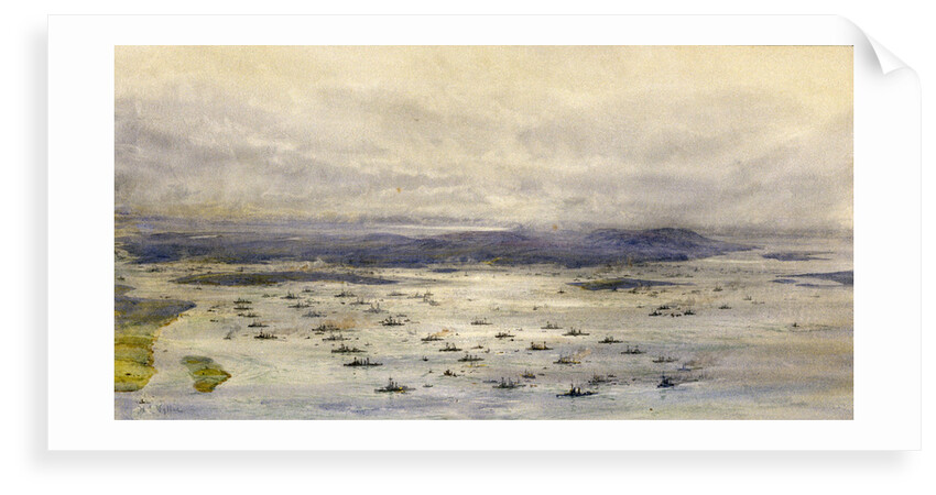 Birdseye view of fleet by William Lionel Wyllie