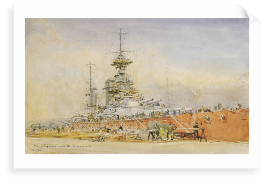 'Princess Royal' in dry dock at Portsmouth after the Battle of Jutland, 1916 by William Lionel Wyllie