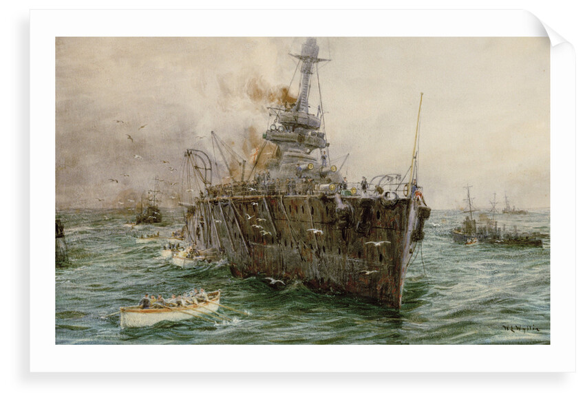 HMS 'Audacious' sinking off Loch Swilly after striking a mine, 27 October 1914 by William Lionel Wyllie