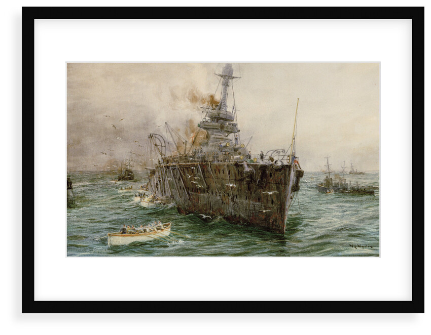 HMS 'Audacious' sinking off Loch Swilly after striking a mine, 27 October 1914 by William Lionel Wyllie