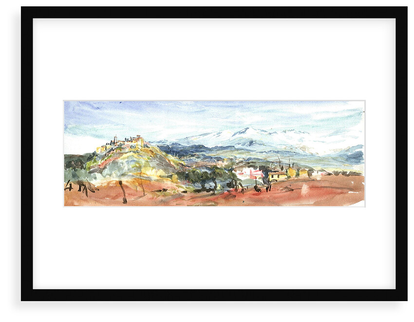 View of a Town on a Hill with Snow-capped Mountains Beyond by William Lionel Wyllie