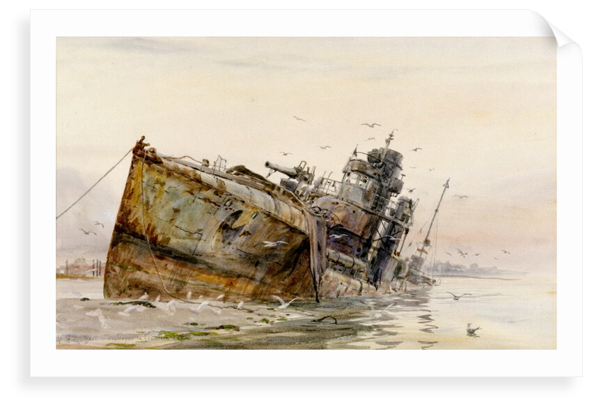 'V82 German Destroyer in Fountain Lake' by William Lionel Wyllie by William Lionel Wyllie