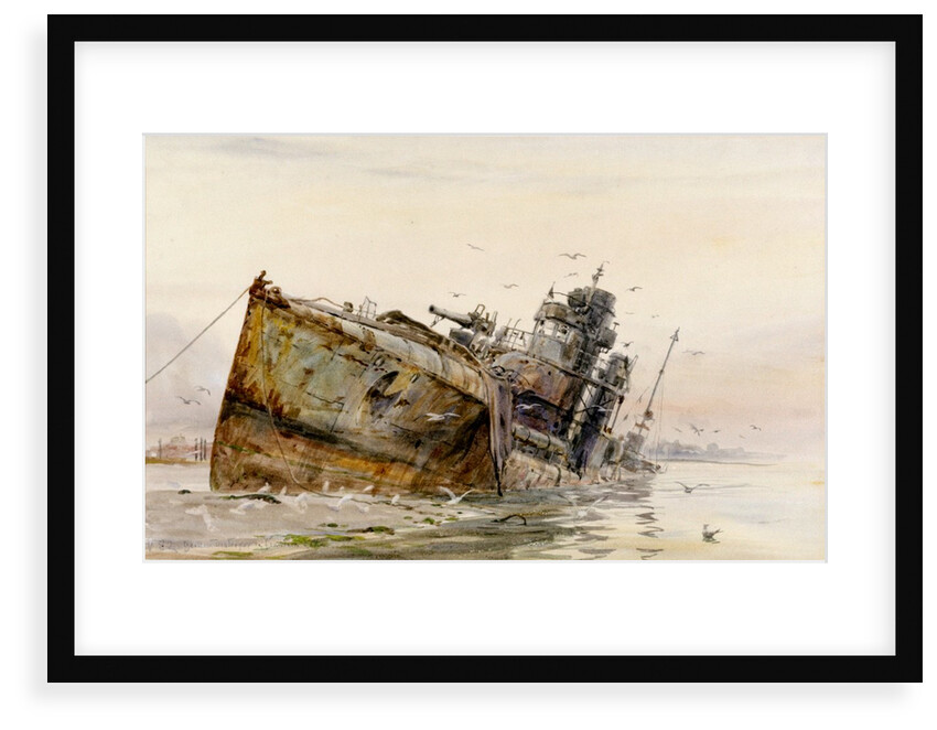 'V82 German Destroyer in Fountain Lake' by William Lionel Wyllie by William Lionel Wyllie