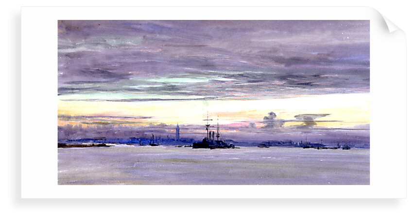 A View of Gosport Seen Across Portsmouth Harbour at Dusk by William Lionel Wyllie