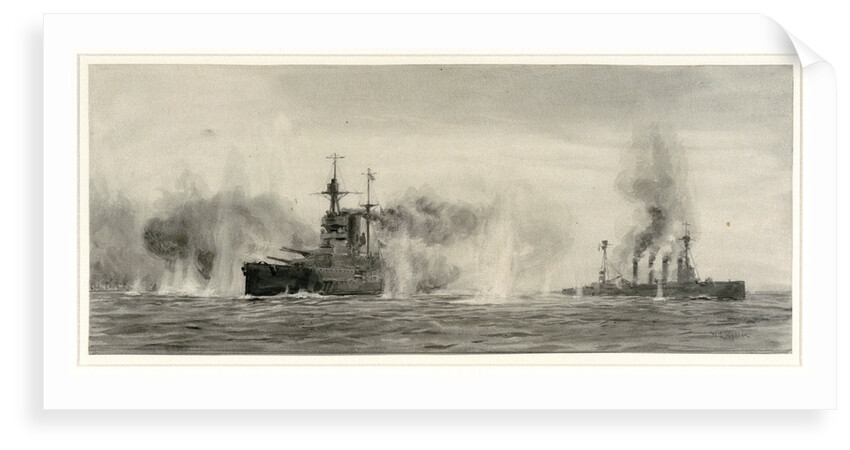 HMS 'Warrior' and 'Warspite' at the Battle of Jutland, 31 May 1916, about 18.25 by William Lionel Wyllie