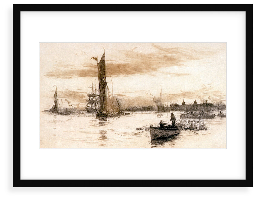 Greenwich with barges and other craft. by William Lionel Wyllie