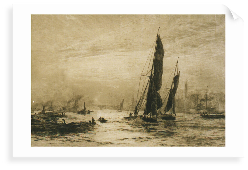 Barge and other craft on the River by William Lionel Wyllie