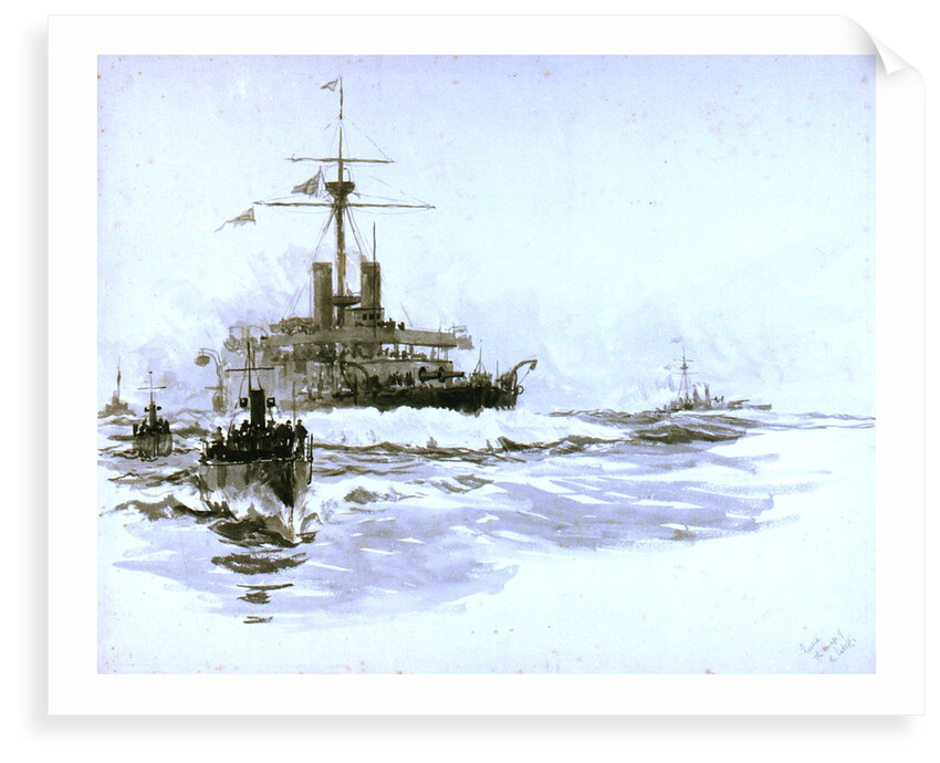 HMS 'Victoria' (1887), just prior to her loss [formerly misidentified as the 'Calliope'] by William Lionel Wyllie
