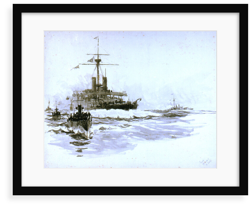 HMS 'Victoria' (1887), just prior to her loss [formerly misidentified as the 'Calliope'] by William Lionel Wyllie