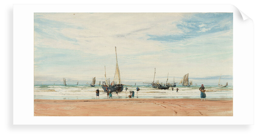 Fishing boats near a beach by William Lionel Wyllie