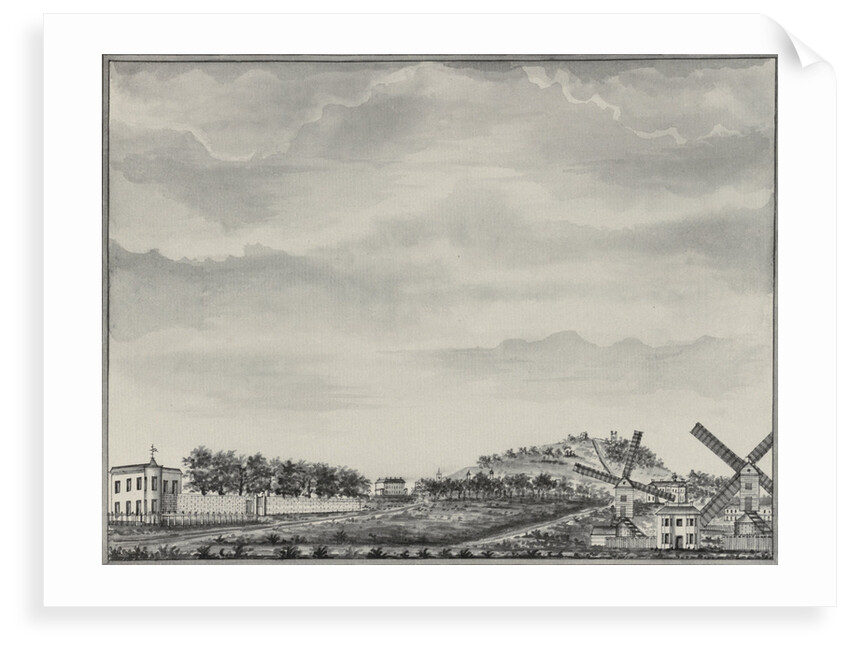 A view of Blackheath, depicting Montague House, Shooter's Hill and Morden College, with windmills in the foreground by John Charnock