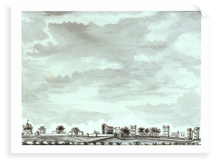 Wide view of Vanbrugh Castle, Vanbrugh House, Sherwood and Vanbrugh Gateway by John Charnock
