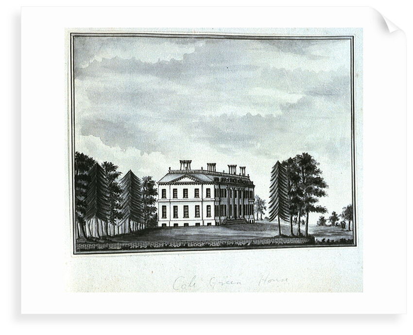 View of Cole Green House, seen from the south east by John Charnock