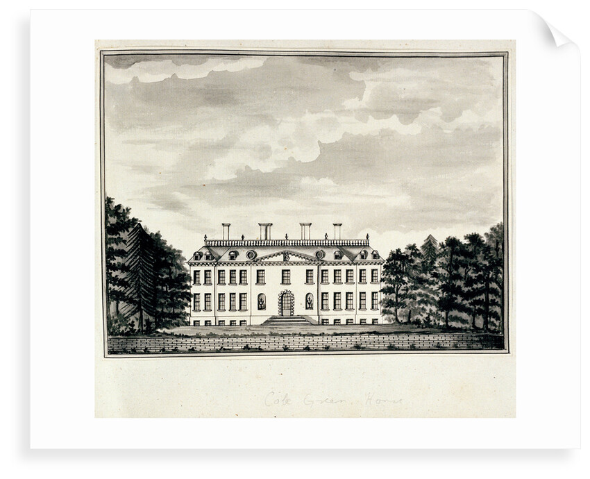 View of Cole Green House, from the west front by John Charnock