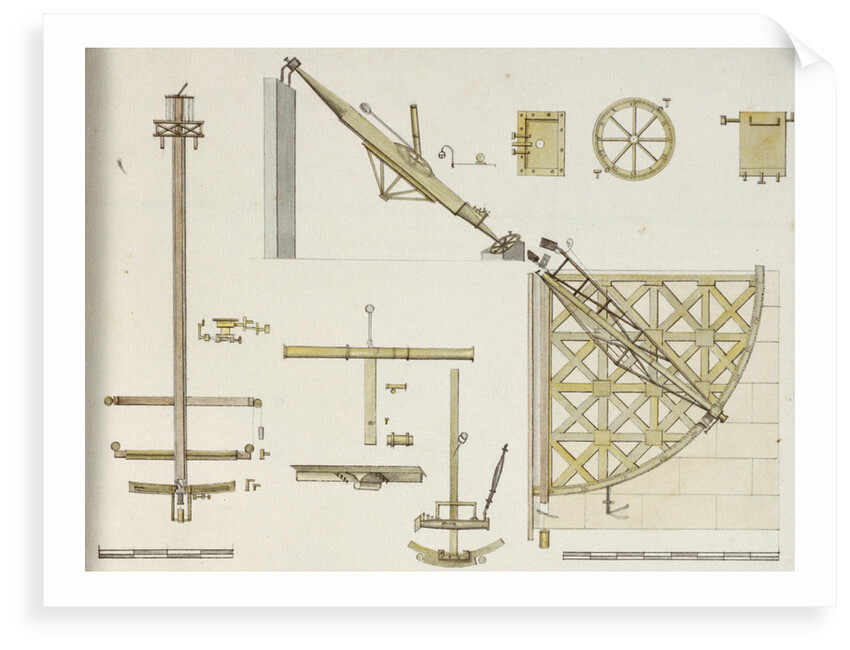 Astronomical instruments including Bradley's Zenith Sector, Sisson's Equatorial Sector and Bird's eight foot quadrant, with scale by John Charnock